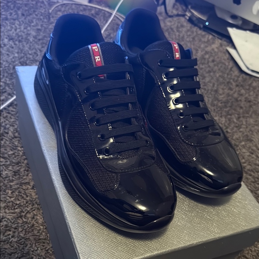 Prada Black Sneakers Sleek Minimalist Design - Picture 1 of 5